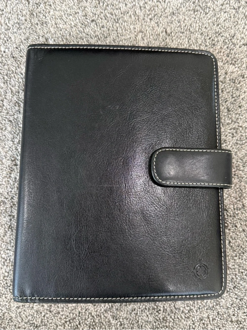 Vintage Franklin Covey Full Grain Leather Black Zip Around Planner 7 Ring Binder